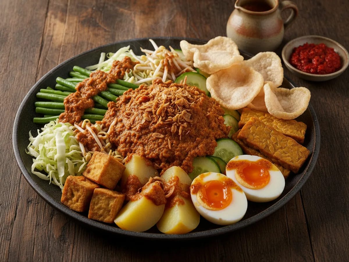 Gado-Gado (Indonesian Salad with Peanut Sauce) - Indonesian recipe with sambal