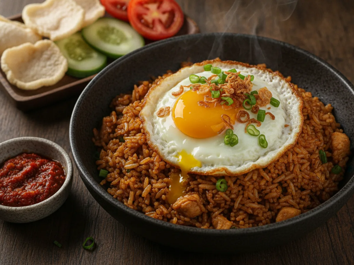 Nasi Goreng (Indonesian Fried Rice) - Indonesian recipe with sambal