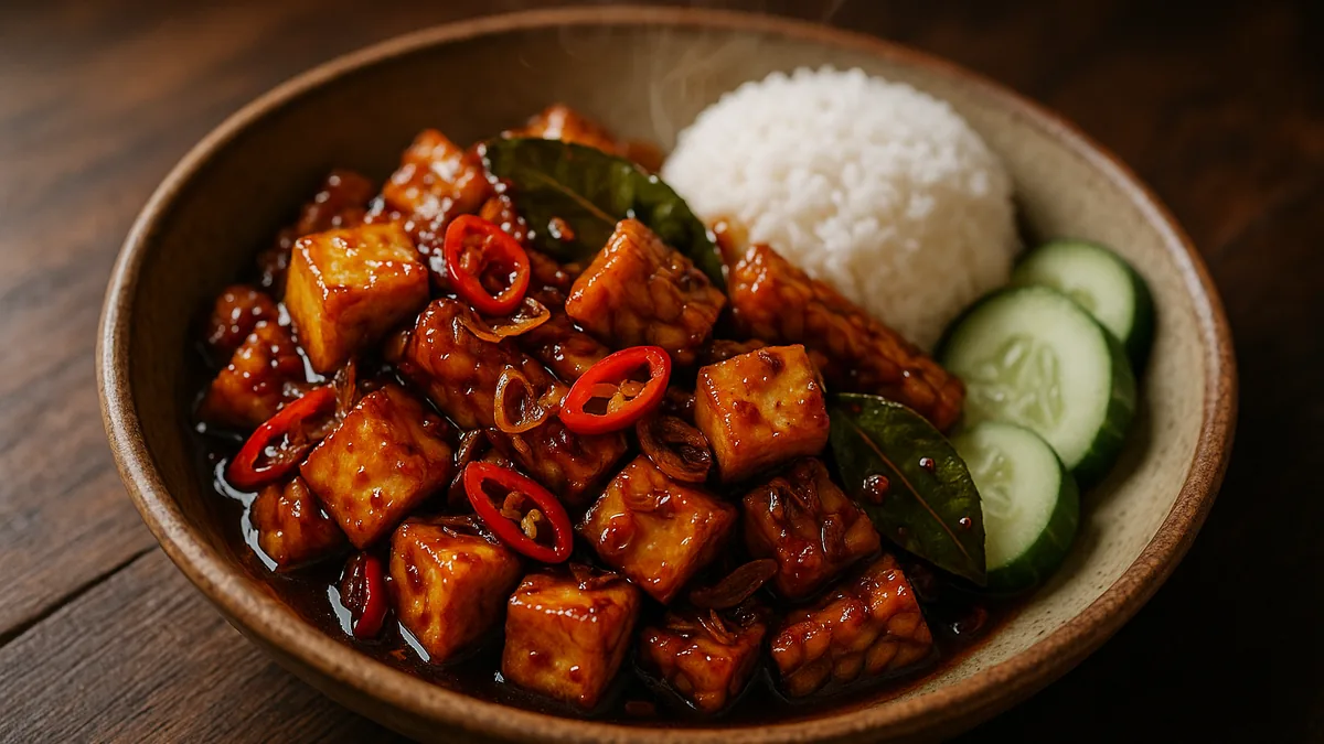 Oseng Tahu Tempe (Tofu & Tempeh Stir-Fry) - Indonesian recipe with sambal